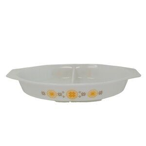 Vintage Pyrex 963 Town and Country 1.5 Quart Divided Casserole Dish